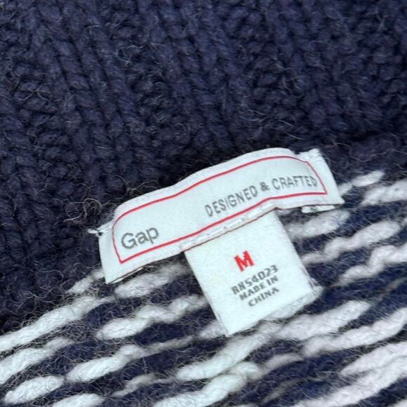 Fair Isle Knit Cardigan Gap Nordic Fisherman Sweater Chunky Knit Size Medium - Picture 6 of 7